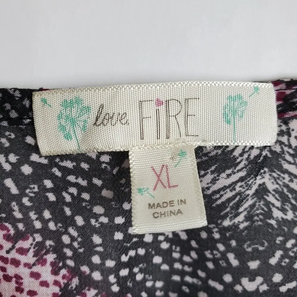 LOVE, FIRE CROPPED TOP BOHO FESTIVAL SZ XL